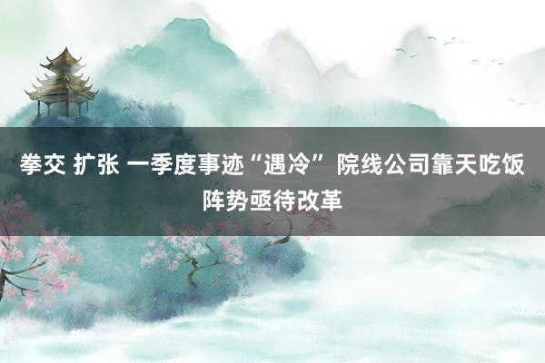 拳交 扩张 一季度事迹“遇冷” 院线公司靠天吃饭阵势亟待改革