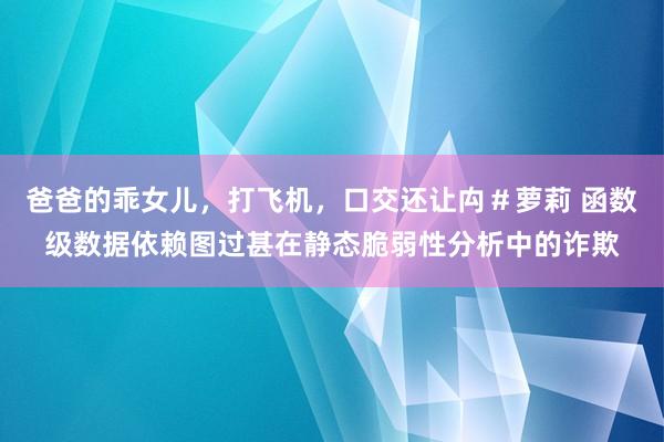 爸爸的乖女儿，打飞机，口交还让禸＃萝莉 函数级数据依赖图过甚在静态脆弱性分析中的诈欺