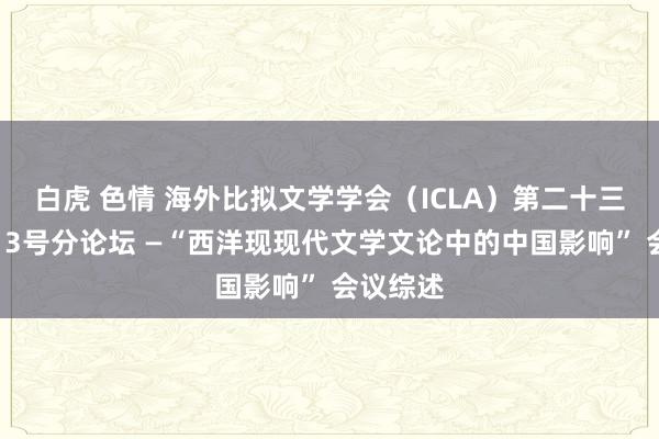 白虎 色情 海外比拟文学学会（ICLA）第二十三届大会13号分论坛 —“西洋现现代文学文论中的中国影响” 会议综述