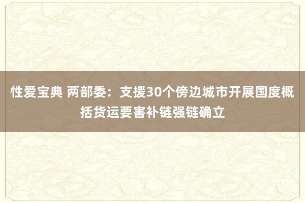 性爱宝典 两部委：支援30个傍边城市开展国度概括货运要害补链强链确立